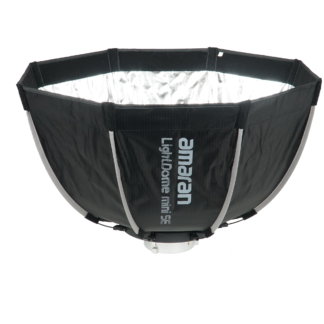 Image of the Amaran Light Dome, its interior a silver reflective surface.